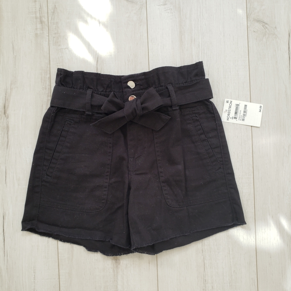 Girls Summer Cotton Paperbag Shorts Nordstrom Size 10 Black